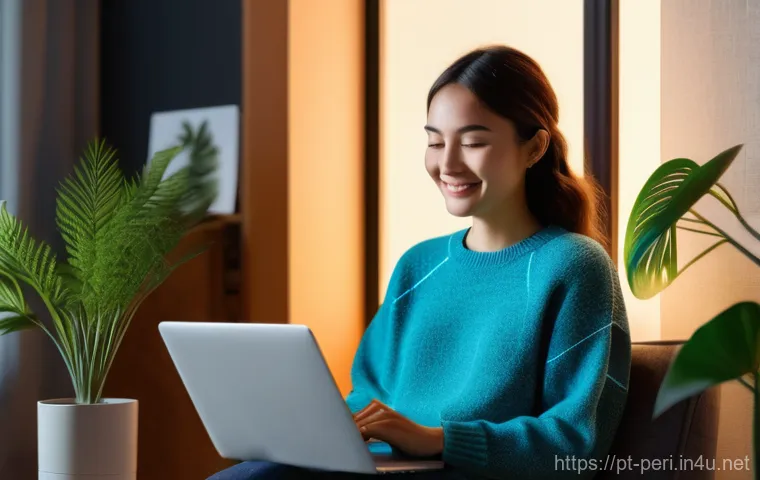 스마트폰과 PC 간 데이터 전송 팁 - **Prompt:** "An adult with a focused yet calm expression is seated at a contemporary workstation. Tw...