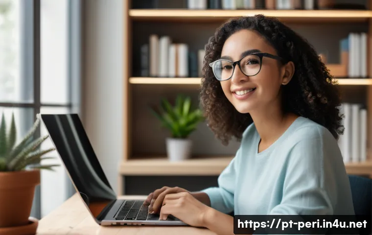 웹캠의 자동 초점과 수동 초점 차이 - A modern home office setup featuring a sleek webcam with autofocus on a desktop computer, a young pr...