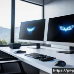Home 20 외장 그래픽카드 박스의 장단점 - A modern home office setup featuring a sleek laptop connected to an external GPU enclosure via a Thu...