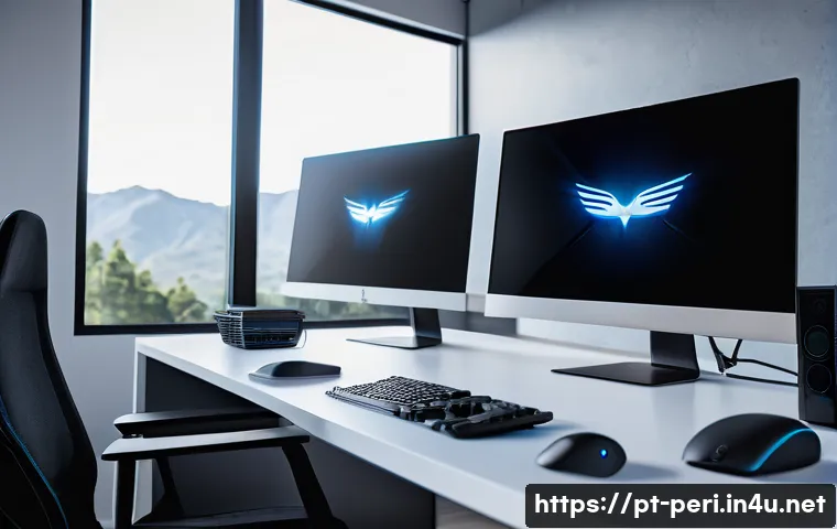 외장 그래픽카드 박스의 장단점 - A modern home office setup featuring a sleek laptop connected to an external GPU enclosure via a Thu...
