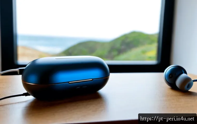 Home 17 무선 이어폰과 유선 이어폰의 대역폭 차이 - Photorealistic side-by-side comparison on a clean light wood desk: wireless earbuds resting in an op...